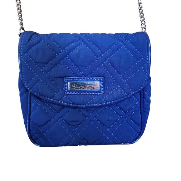 Vera Bradley Blue Quilted Crossbody Bag With Chain Strap & Patterned Lining - Picture 2 of 6
